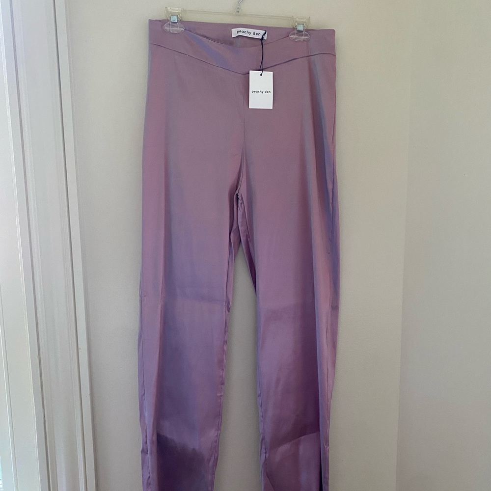 Peachy Den Lilac Satin Pants